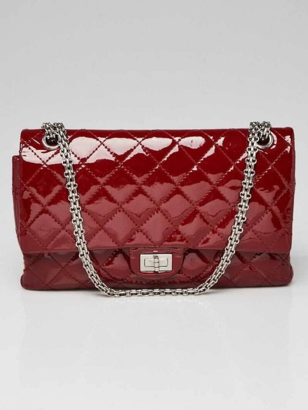 Chanel Red 2.55 Reissue Quilted Patent Leather 226 Flap Bag
